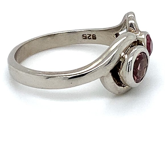 Rubellite .75ct Platinum Finish Solid Silver Ring - Picture 3 of 5